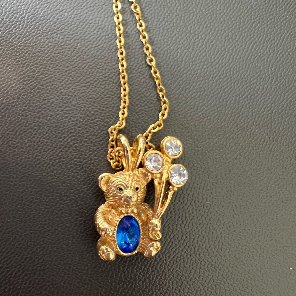 September Sapphire Birth Stone Teddy Necklace